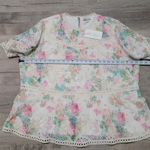 NWT Cato Limited Edition Cottagecore Embroidered Floral Top Size 22/24W Prairie - Picture 8 of 8
